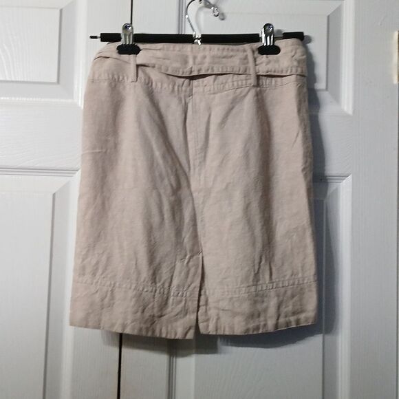Banana Republic tan oatmeal color midi linen blend skirt Sz 0 NWOT - Picture 4 of 5